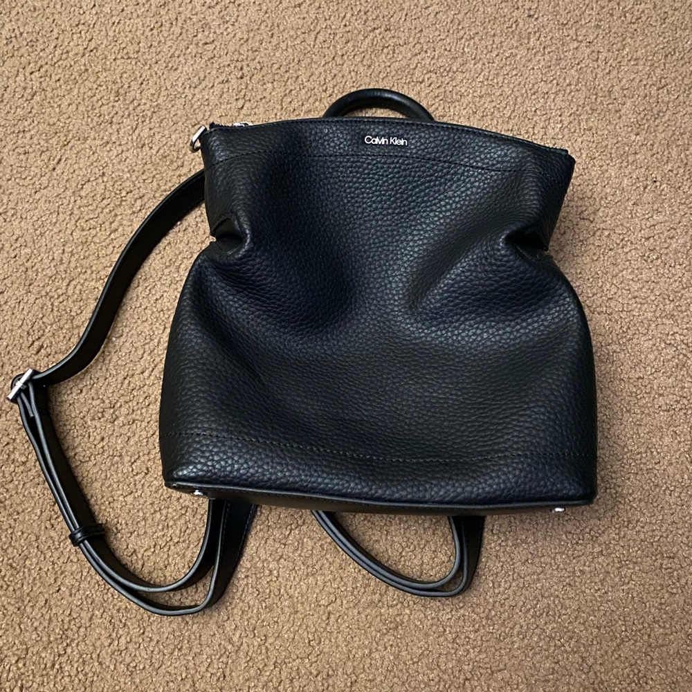 Calvin Klein Black Leather Backpack
